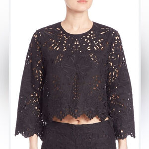 Theory BRIZABELA Black
Embroidered-Lace Linen Top, S,
$345.00